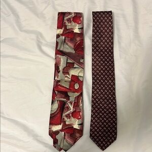 Dior Abstract Red and Patterned Burgundy Ties